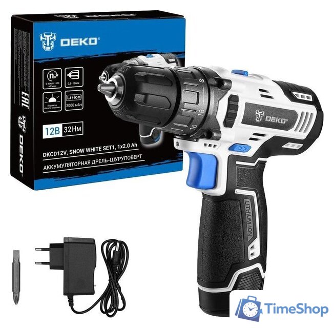 Дрель-шуруповерт Deko DKCD12V Snow White Set1 083-1106 (с 1-им АКБ) - Изображение №1 — Интернет-магазин Time-Shop