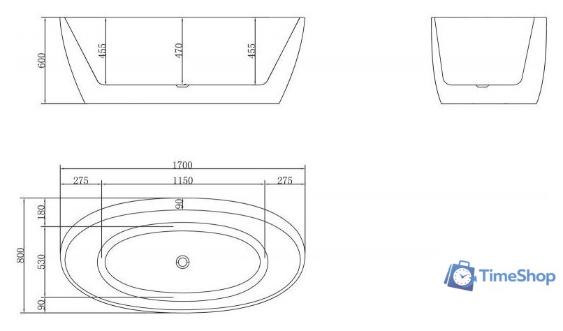 Ванна BelBagno BB404 170x80 - Изображение №2 — Интернет-магазин Time-Shop