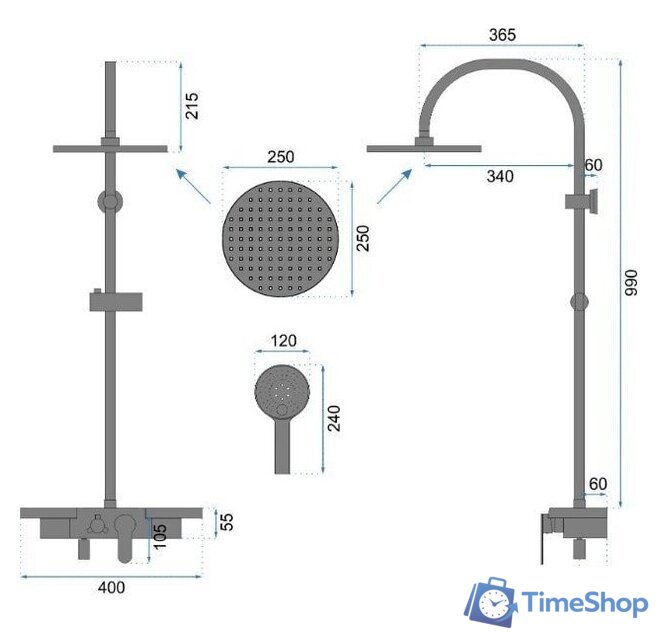 Душевая система  Rea Vigo REA-P7001 (черный) - Изображение №9 — Интернет-магазин Time-Shop