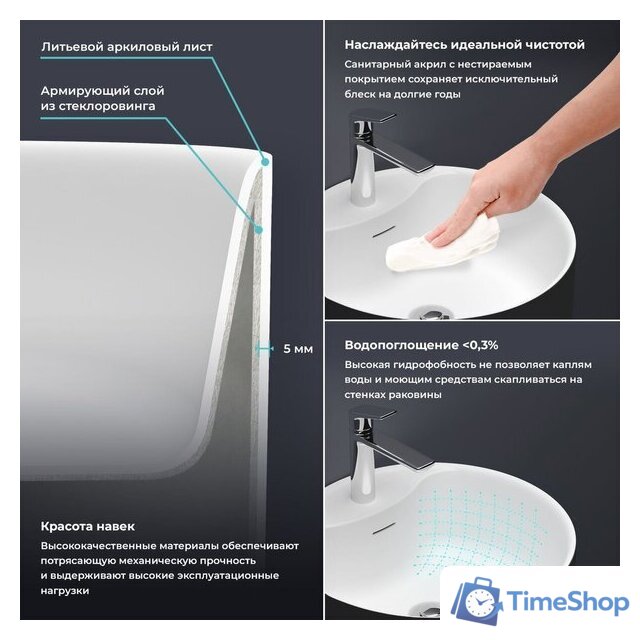 Умывальник Wellsee Chalice Perfection 230616000 (отдельностоящий, с отверстием под смеситель, матовый черный/глянцевый белый) - Изображение №4 — Интернет-магазин Time-Shop