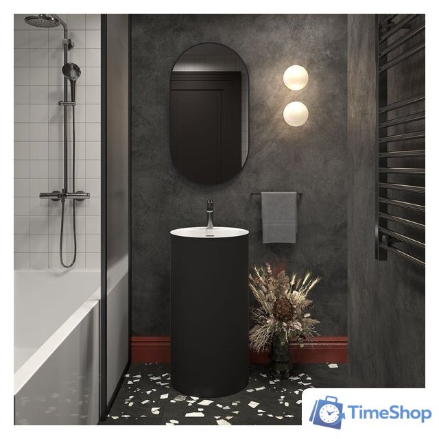 Умывальник Wellsee Chalice Perfection 230616000 (отдельностоящий, с отверстием под смеситель, матовый черный/глянцевый белый) - Изображение №7 — Интернет-магазин Time-Shop