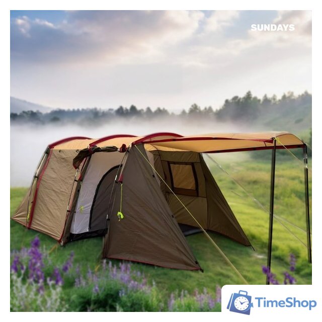 Кемпинговая палатка Sundays ZC-TT105-4 (серебристый/коричневый край) - Изображение №8 — Интернет-магазин Time-Shop