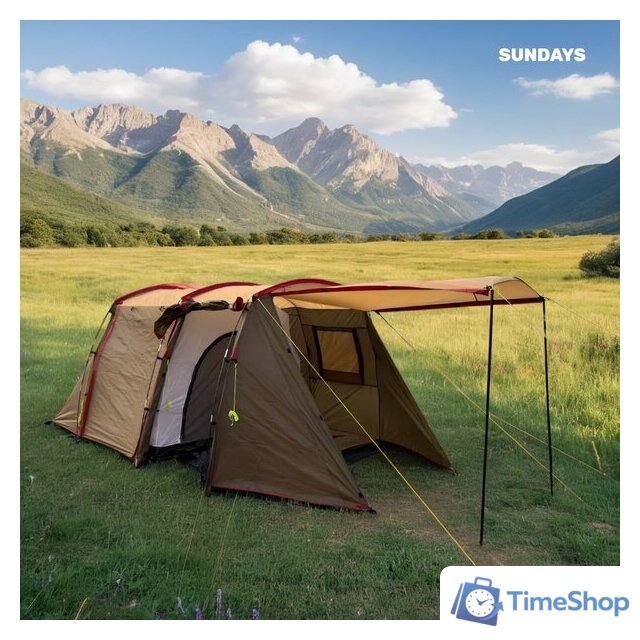 Кемпинговая палатка Sundays ZC-TT105-4 (серебристый/коричневый край) - Изображение №5 — Интернет-магазин Time-Shop