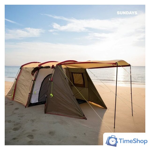 Кемпинговая палатка Sundays ZC-TT105-4 (серебристый/коричневый край) - Изображение №7 — Интернет-магазин Time-Shop