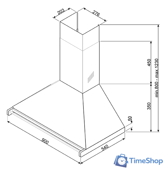 Кухонная вытяжка Smeg KD90HNE - Изображение №2 — Интернет-магазин Time-Shop