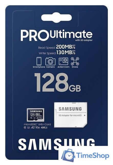 Карта памяти Samsung PRO Ultimate microSDXC 128GB (с адаптером) - Изображение №8 — Интернет-магазин Time-Shop