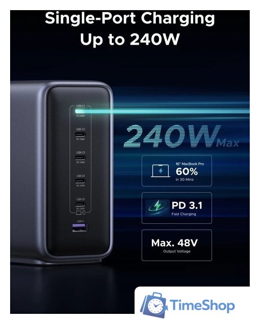 Сетевое зарядное Ugreen Nexode 500W X759 55550B - Изображение №5 — Интернет-магазин Time-Shop