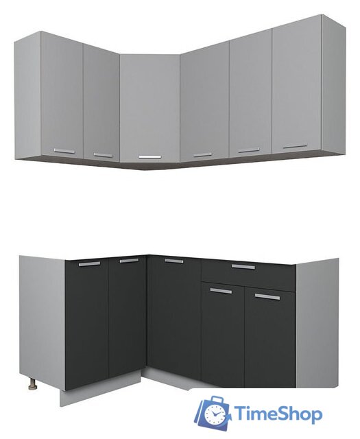 Готовая кухня Интерлиния Мила Лайт 1.2x1.6 без столешницы (серебристый/антрацит) - Изображение №1 — Интернет-магазин Time-Shop