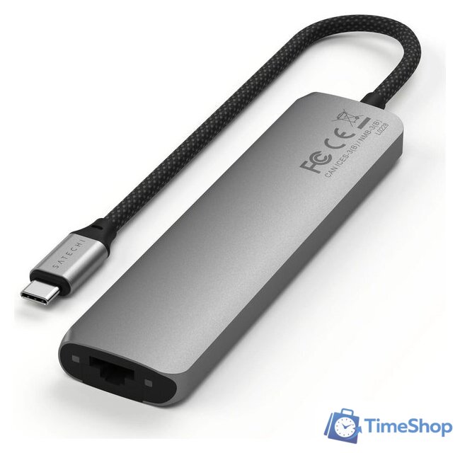 Док-станция Satechi 7-in-1 USB-C Slim Multiport Adapter with Ethernet ST-P7SM (серый) - Изображение №3 — Интернет-магазин Time-Shop