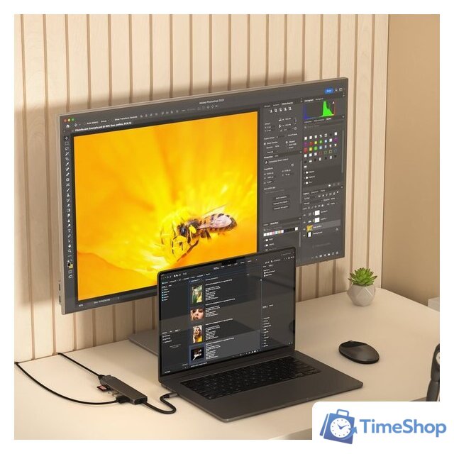 Док-станция Satechi 7-in-1 USB-C Slim Multiport Adapter with Ethernet ST-P7SM (серый) - Изображение №4 — Интернет-магазин Time-Shop