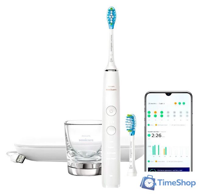 Электрическая зубная щетка Philips DiamondClean 9000 HX9913/17 - Изображение №1 — Интернет-магазин Time-Shop