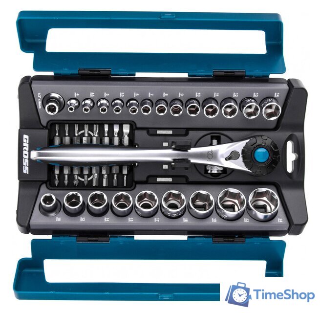 Набор трещотка с головками и битами GROSS 14143 (41 предмет) - Изображение №1 — Интернет-магазин Time-Shop