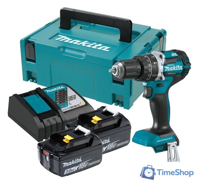 Ударная дрель-шуруповерт Makita DHP484RFJ (с 2-мя АКБ, кейс) - Изображение №1 — Интернет-магазин Time-Shop