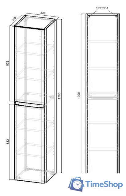  Vincea Шкаф-пенал Vico 35 VSC-2V170RW - Изображение №4 — Интернет-магазин Time-Shop