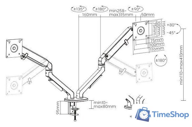 Кронштейн для телевизора Ultramounts UM735BL (черный/серый) - Изображение №7 — Интернет-магазин Time-Shop