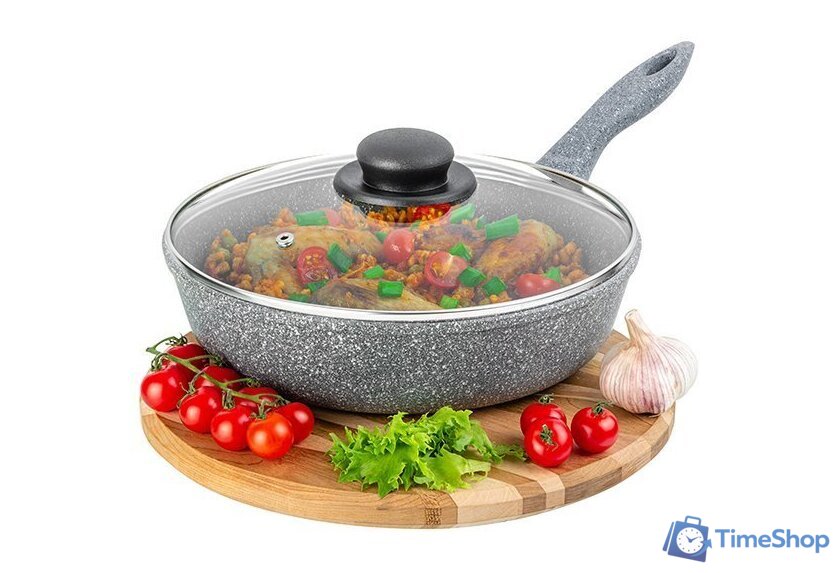 Сковорода Elan Gallery Гармония вкуса 120579 (серый мрамор) - Изображение №3 — Интернет-магазин Time-Shop