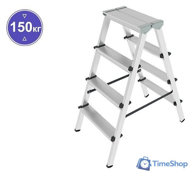 Лестница-стремянка Новая высота NV 112 алюминиевая двухсторонняя 2x4 ступеней - Изображение №1 — Интернет-магазин Time-Shop