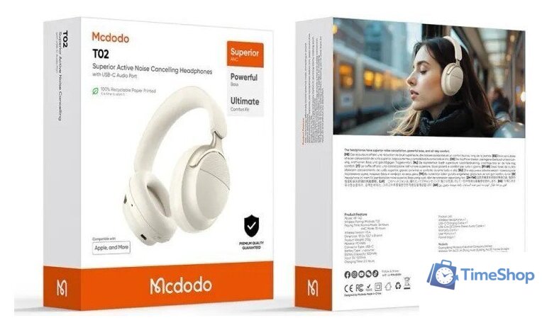 Наушники McDodo T02 (бежевый) - Изображение №3 — Интернет-магазин Time-Shop