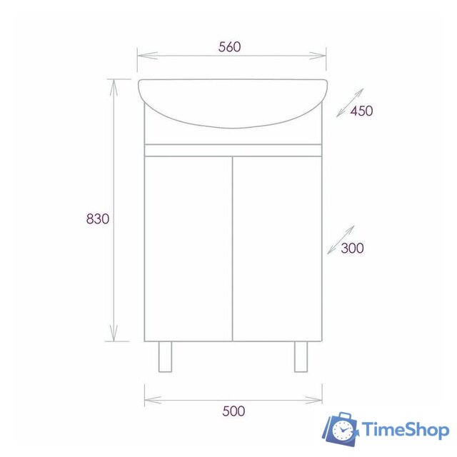  Onika Тумба под умывальник Милтон 55 105560 - Изображение №6 — Интернет-магазин Time-Shop