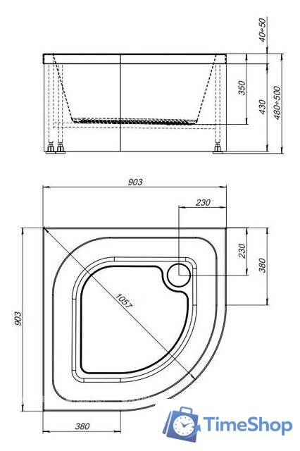 Душевой поддон Aquanet Optimal 90х90x48 293357 - Изображение №12 — Интернет-магазин Time-Shop