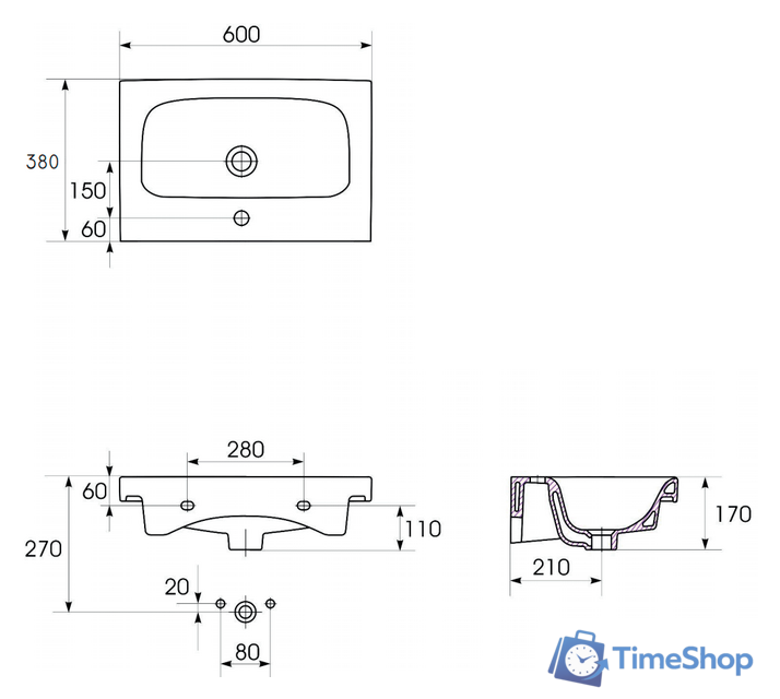 Умывальник Cersanit Moduo 60 Slim UM-MOD60SL/1 - Изображение №4 — Интернет-магазин Time-Shop