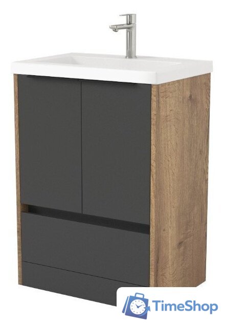  Дабер Тумба под умывальник 017 Тобага/Эридан/Артвин 60 Т17.6Т.0.22Ч (дуб галифакс/серый/ручка черная) - Изображение №1 — Интернет-магазин Time-Shop