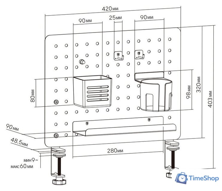Органайзер настольный CACTUS CS-PB-LGY - Изображение №8 — Интернет-магазин Time-Shop
