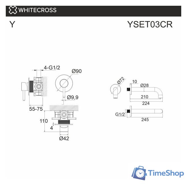 Смеситель Whitecross Y YSET03GL (золото) - Изображение №3 — Интернет-магазин Time-Shop