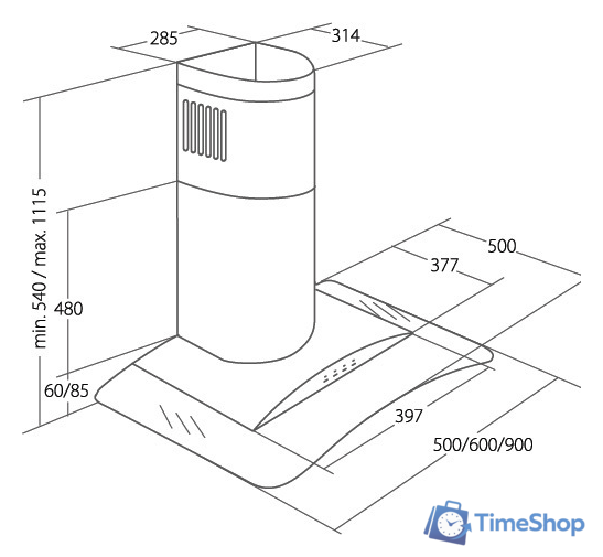 Кухонная вытяжка Akpo Largo 50 WK-4 (черный) - Изображение №2 — Интернет-магазин Time-Shop