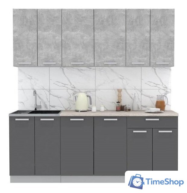 Готовая кухня Интерлиния Мила Лайт 2.0-60 (бетон-антрацит-травертин) - Изображение №1 — Интернет-магазин Time-Shop