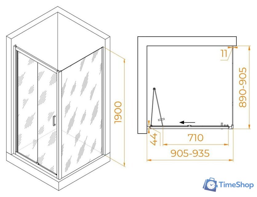 Душевой уголок RGW PA-132B (PA-21B+Z-050-5B) 060813299-14 90x90 (черный/прозрачное стекло) - Изображение №2 — Интернет-магазин Time-Shop