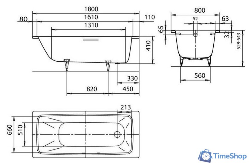 Ванна Kaldewei Cayono 375-1 180x80 - Изображение №4 — Интернет-магазин Time-Shop