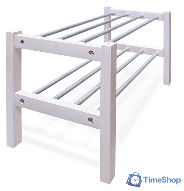 Тумба для обуви Sheffilton SHT-SR9-4 163347 (беленый/алюм.металлик) - Изображение №6 — Интернет-магазин Time-Shop