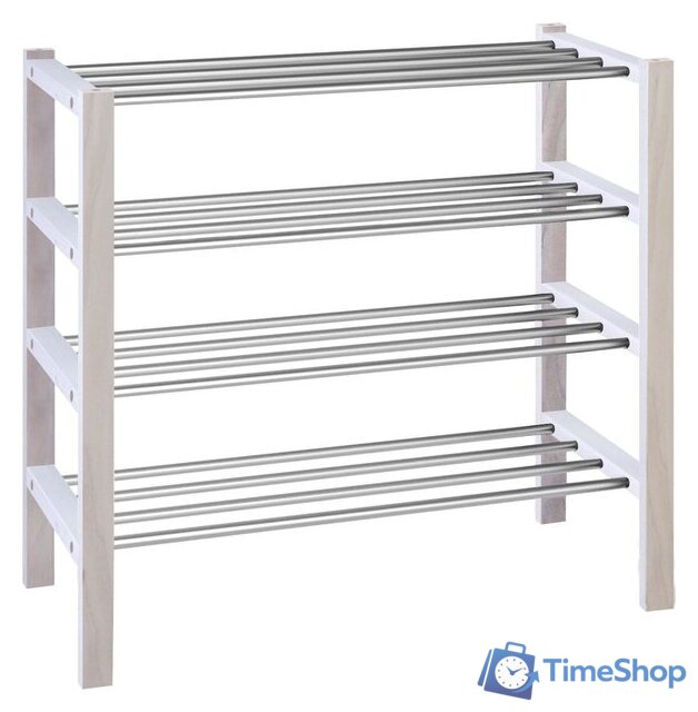 Тумба для обуви Sheffilton SHT-SR9-4 163347 (беленый/алюм.металлик) - Изображение №1 — Интернет-магазин Time-Shop