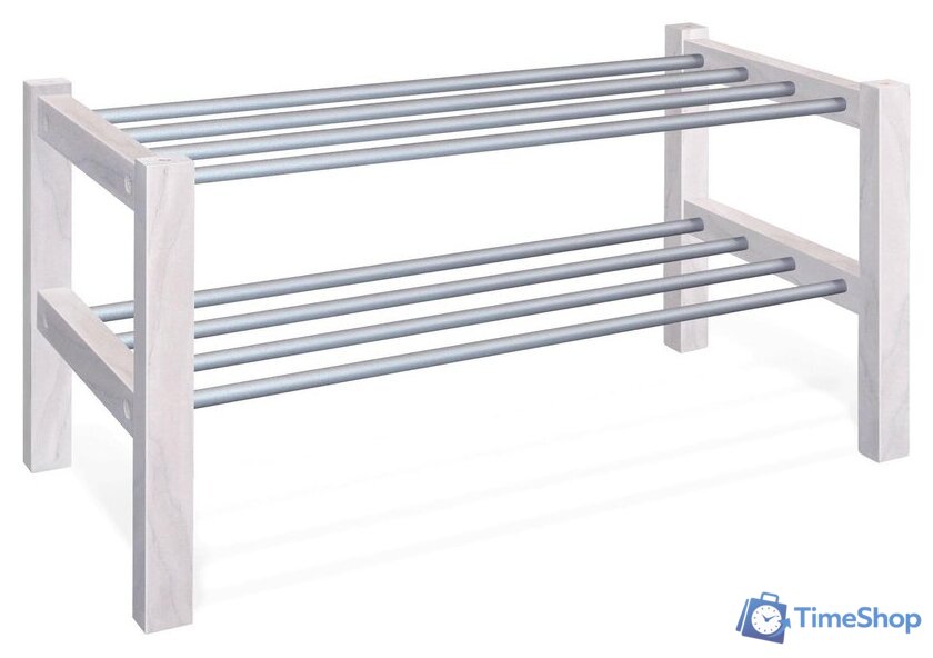 Тумба для обуви Sheffilton SHT-SR9-4 163347 (беленый/алюм.металлик) - Изображение №5 — Интернет-магазин Time-Shop