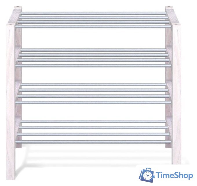 Тумба для обуви Sheffilton SHT-SR9-4 163347 (беленый/алюм.металлик) - Изображение №2 — Интернет-магазин Time-Shop