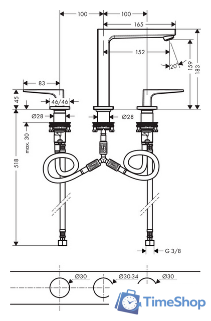 Смеситель Hansgrohe Metropol 32515000 - Изображение №2 — Интернет-магазин Time-Shop