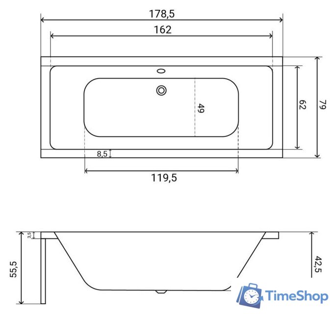 Ванна Lauter Oasis 180 21203080 (с ножками, серым подголовником и белым лиц.экраном) - Изображение №27 — Интернет-магазин Time-Shop