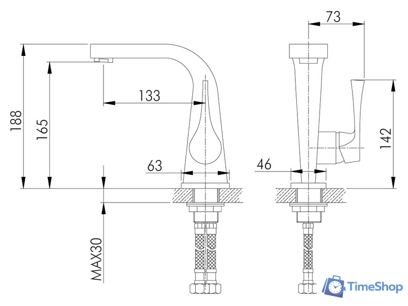 Смеситель Rossinka Silvermix RS34-12U - Изображение №2 — Интернет-магазин Time-Shop