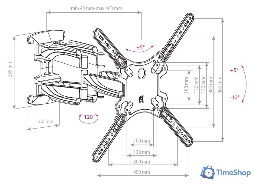 Кронштейн для телевизора Arm Media COBRA-45 - Изображение №4 — Интернет-магазин Time-Shop