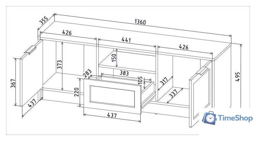 Тумба Интерлиния ТВ Концепт Тренд КТ-ТВ3-50 (антрацит/верде) - Изображение №4 — Интернет-магазин Time-Shop