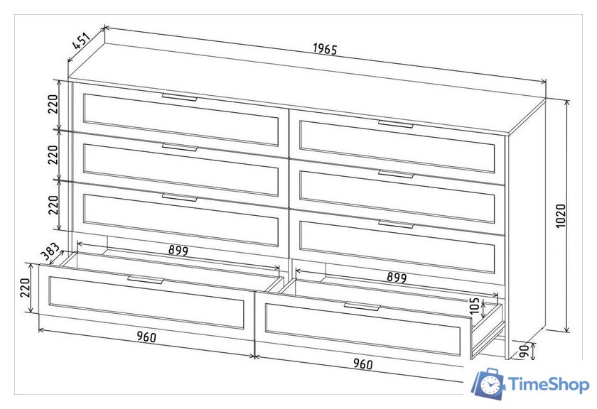 Комод Интерлиния Концепт Тренд КТ-К197 (дуб золотой/изумруд) - Изображение №5 — Интернет-магазин Time-Shop