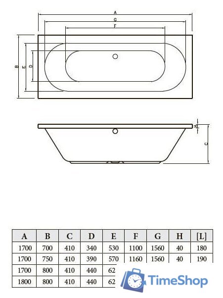 Ванна Bonito Home Ilias 170x75 (с ножками) - Изображение №3 — Интернет-магазин Time-Shop
