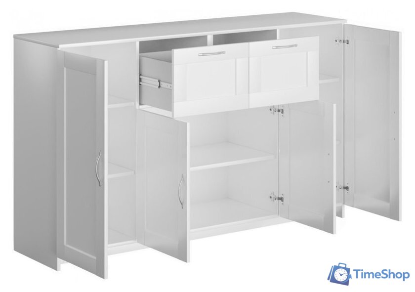 Тумба Mio Tesoro Сириус 4 двери и 2 ящика 156x95 2.02.03.300.1 (белый) - Изображение №2 — Интернет-магазин Time-Shop