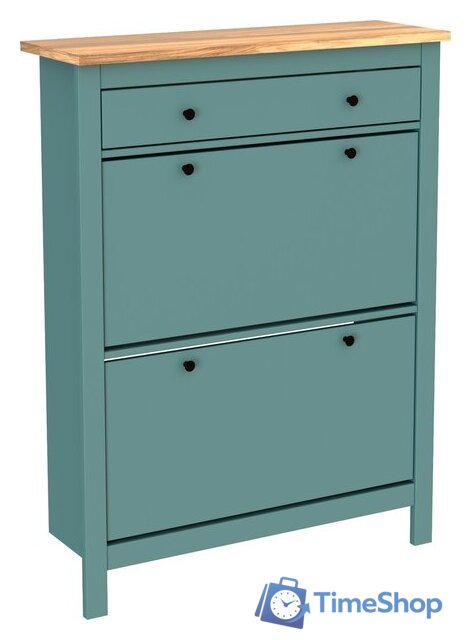 Тумба для обуви Mio Tesoro Сага 92x122 2.08.10.190.16 (темно-бирюзовый/ясень) - Изображение №1 — Интернет-магазин Time-Shop