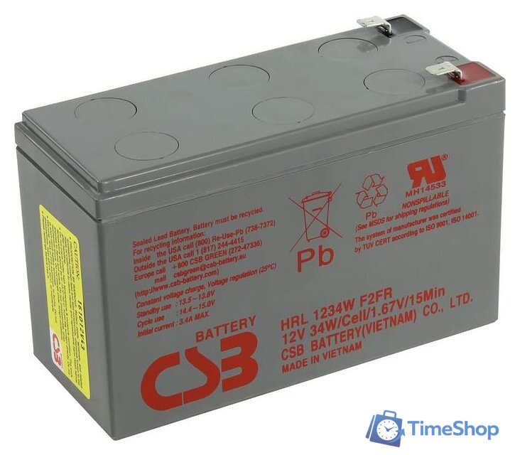 Аккумулятор для ИБП CSB Battery HRL1234W F2FR (12В/9 А·ч) - Изображение №1 — Интернет-магазин Time-Shop