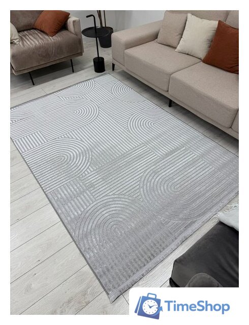 Ковер для жилой комнаты Radjab Carpet Моника Прямоугольник MC 402A 12588RK (1.6x3, L.Grey) - Изображение №3 — Интернет-магазин Time-Shop