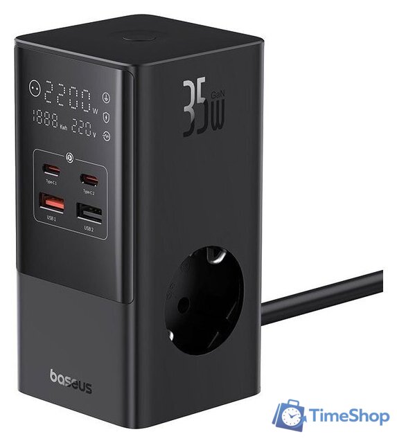 Сетевое зарядное Baseus PowerCombo Tower PowerStrip 3AC2+U2+С 35W CCGAN35-S3ACE - Изображение №1 — Интернет-магазин Time-Shop