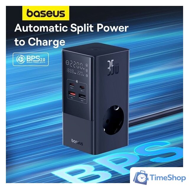 Сетевое зарядное Baseus PowerCombo Tower PowerStrip 3AC2+U2+С 35W CCGAN35-S3ACE - Изображение №14 — Интернет-магазин Time-Shop