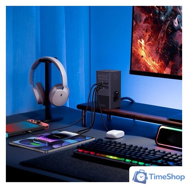 Сетевое зарядное Baseus PowerCombo Tower PowerStrip 3AC2+U2+С 35W CCGAN35-S3ACE - Изображение №8 — Интернет-магазин Time-Shop